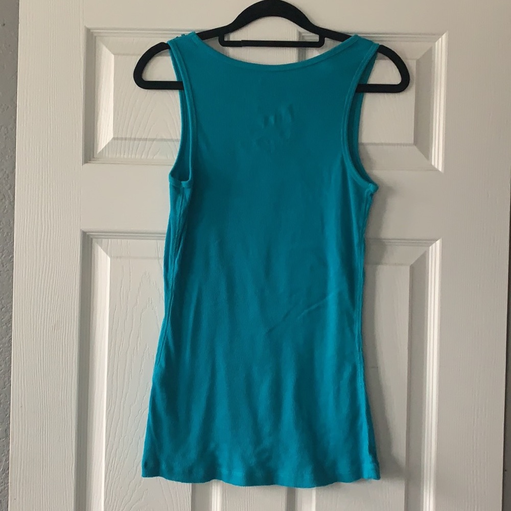 Vintage 1990’s Kirra turquoise sequin tank top - Picture 2 of 7